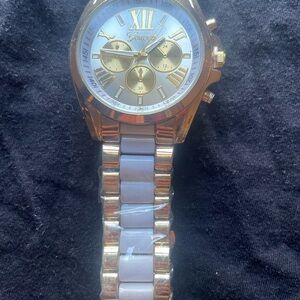 Geneva Two-Tone Gold Watch | White Dial | Luxury Dress Style